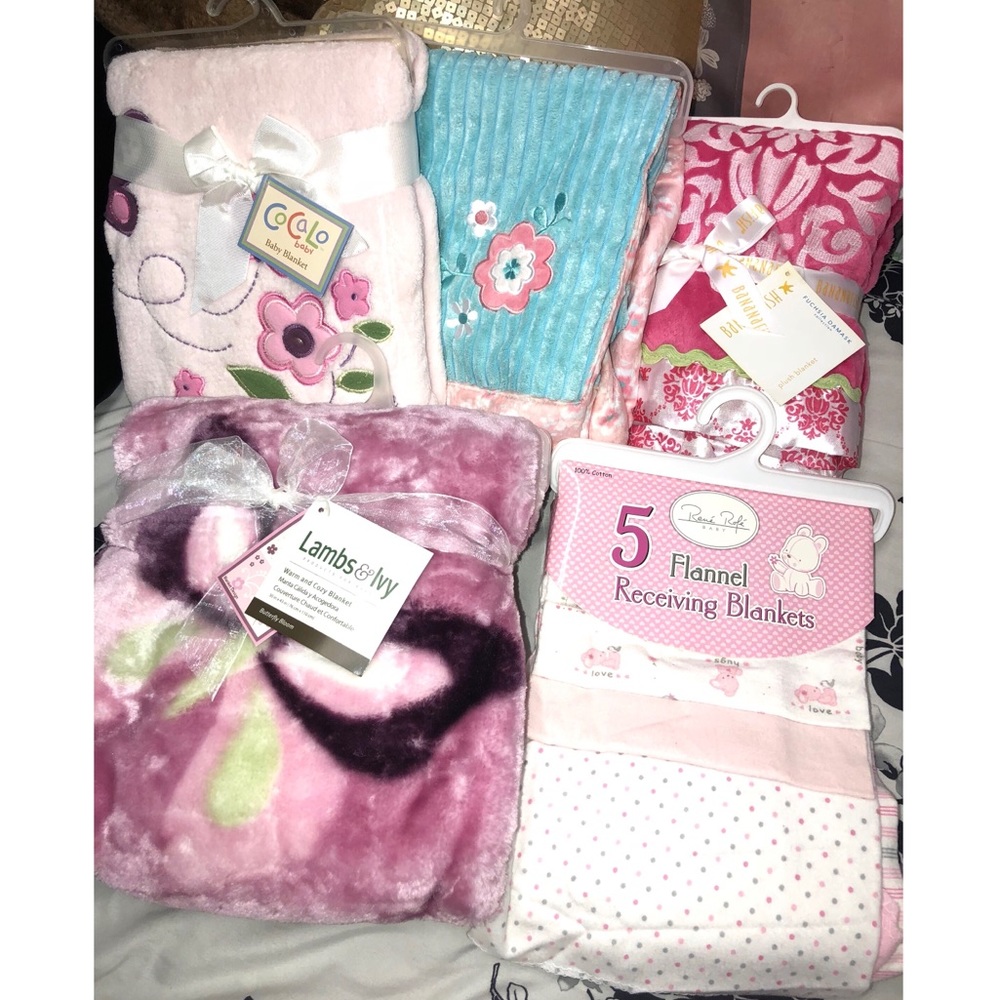 5 baby blankets bundle